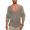 Men S V Neck Loose Fit Solid Color Knit Pullover Sweater
