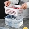 Fridge Food Storage Container Set with Lids with Strainer,Plastic Fresh Produce Saver Vegetable Fruit Meat Storage Organization