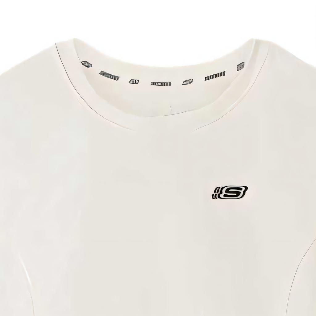Skechers Comfortable Versatile Soft Fashion Long Sleeve Regular T-Shirt Women Tops Cotton-Candy-White L225W151-0074