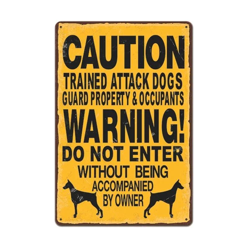 Retro Metal Tin Sign  Warning Dog  Vintage Wall Decor for Home Garden Cafe  Perfect for IndoorOutdoor Use  Rustic Poster Prin