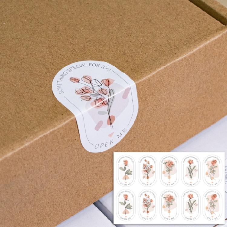 100Pcs Rectangular Flower Sealing Sticker Packaging Sticker for Wedding Baby Showers 5x3cm Rectangular Wrapping Label