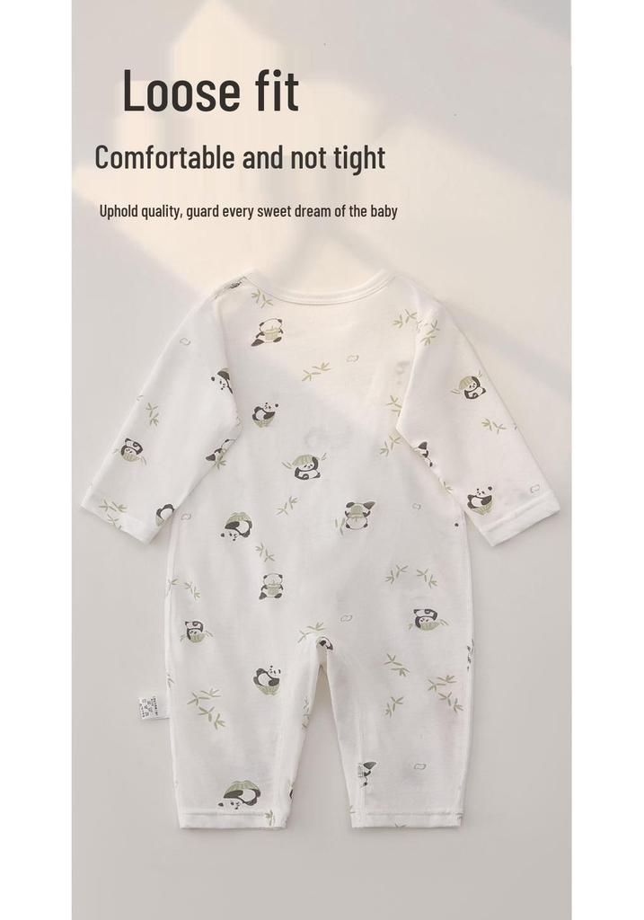 Baby Onesie: Double-Layer Belly Protection, Pure Cotton, Boneless, Long Sleeve for Spring, Autumn, Summer, & Air-Conditioned Rooms