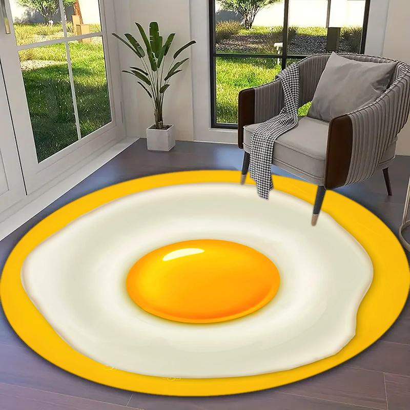 1Pc food theme Printed circular carpet, home door mat, outdoor travel protection carpet A5