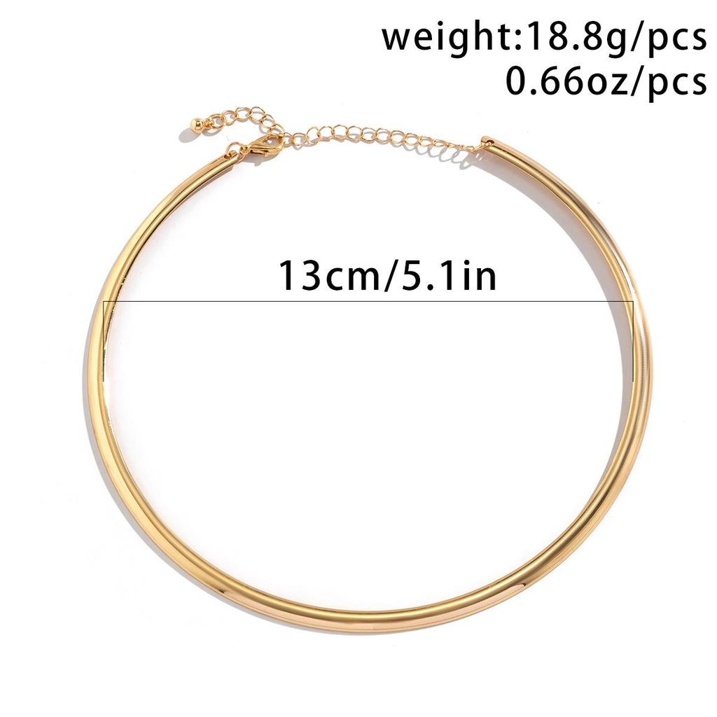 Minimalist Punk Style Smooth Round Ring Choker Necklace