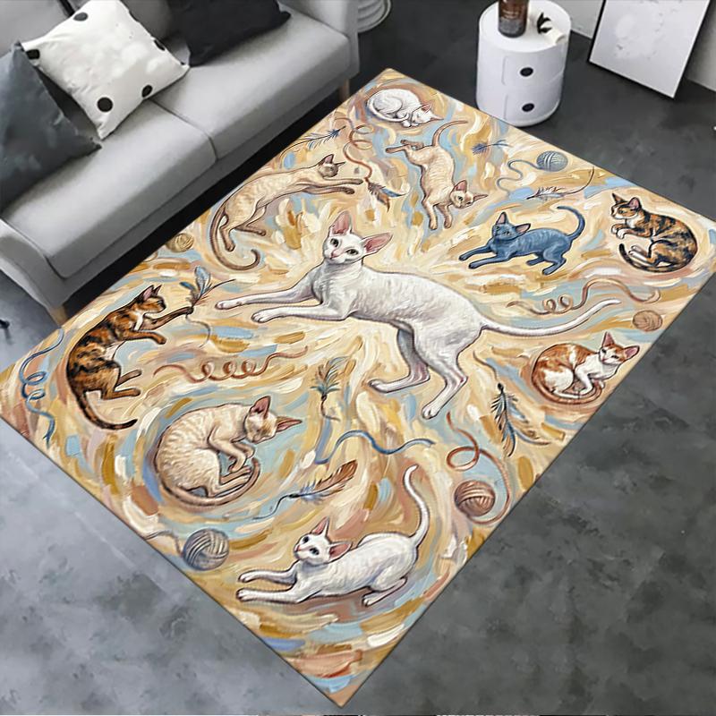 2025 New Cute kitten Carpet Rug for Living Room Bedroom Home Sofa Decoration,Kids play Non-slip Floor Mat