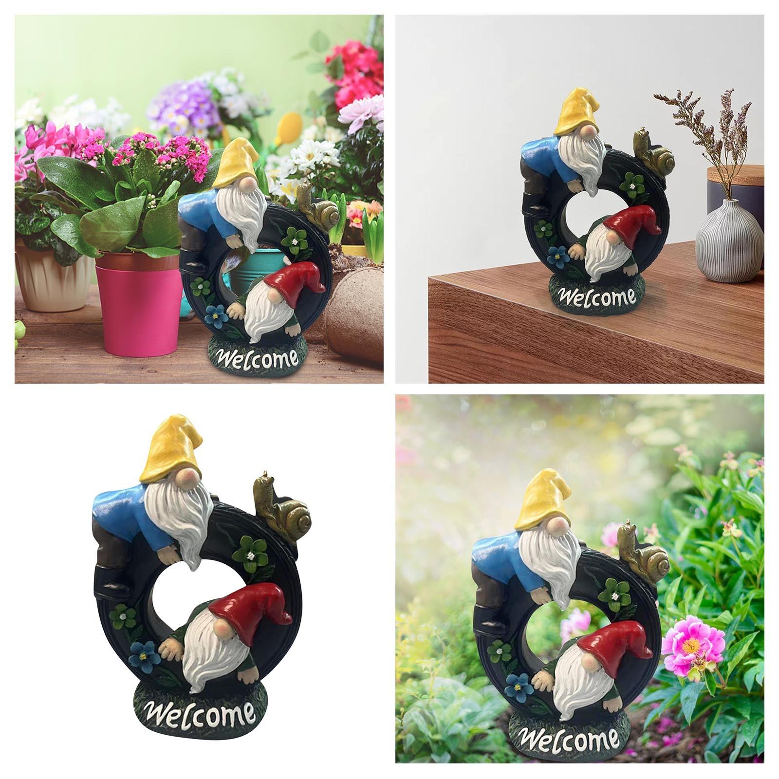

Creative Tire Shaped Welcome Sign Resin Crafts Garden Faceless Dwarf Decoration Home Desktop Decorative Statue Ornament One Size чёрный