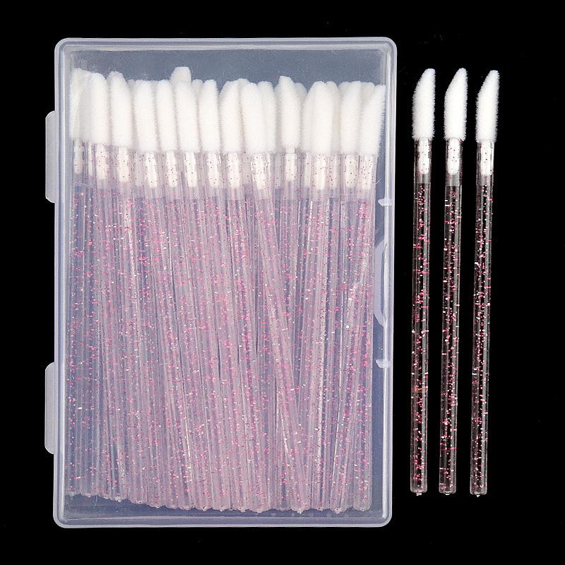 

50 шт. Нейлоновая кисть для губ, инструменты для макияжа с хрустальной ручкой