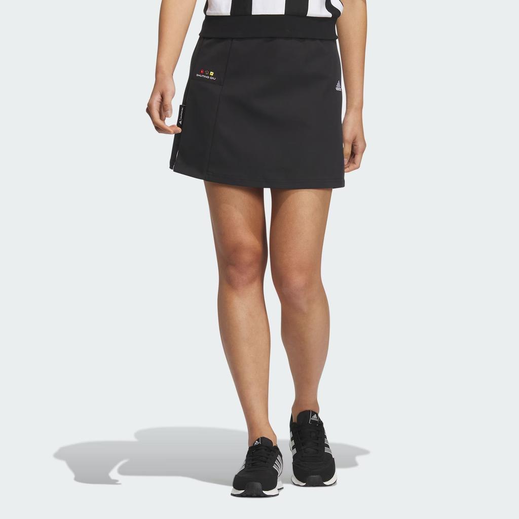 Adidas X Shuting Qiu Co-Branded Series American Retro Solid Embroidered A-Line Sports Casual Mini Skirt Women Skirt Black IM8451