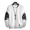 Korean Style Color-Blocked Crew Neck Sweatshirt with Triangle Design