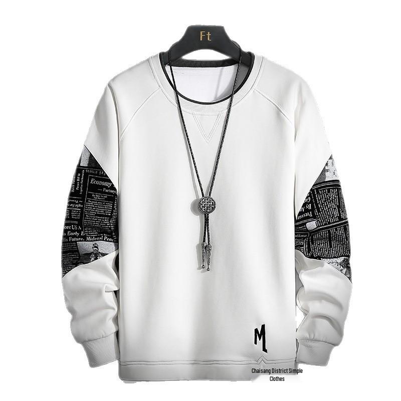 Korean Style Color-Blocked Crew Neck Sweatshirt with Triangle Design