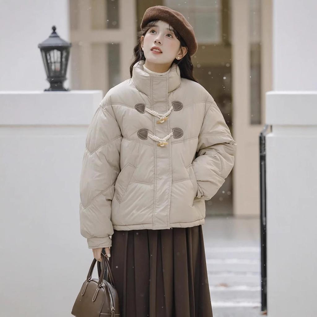 Counter Short Down Cotton Clothes Women's New Horn Buckle Thickened Small Bread Clothes Jacket