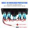 Waterproof Car Switch Panel 4 Gang Marine Rocker Switch Panel LED Digital Voltmeter 12~24V Circuit Control