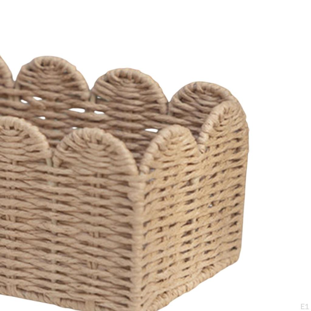 Container Bin Woven Basket Paper Rope for Bathroom Countertop Pastries And More