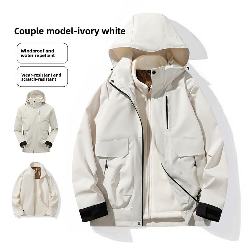 Winter Thickened Three-in-One Couple's Windbreaker Sports Jacket Three-Proof Detachable Outdoor American Workwear Jacket for Men