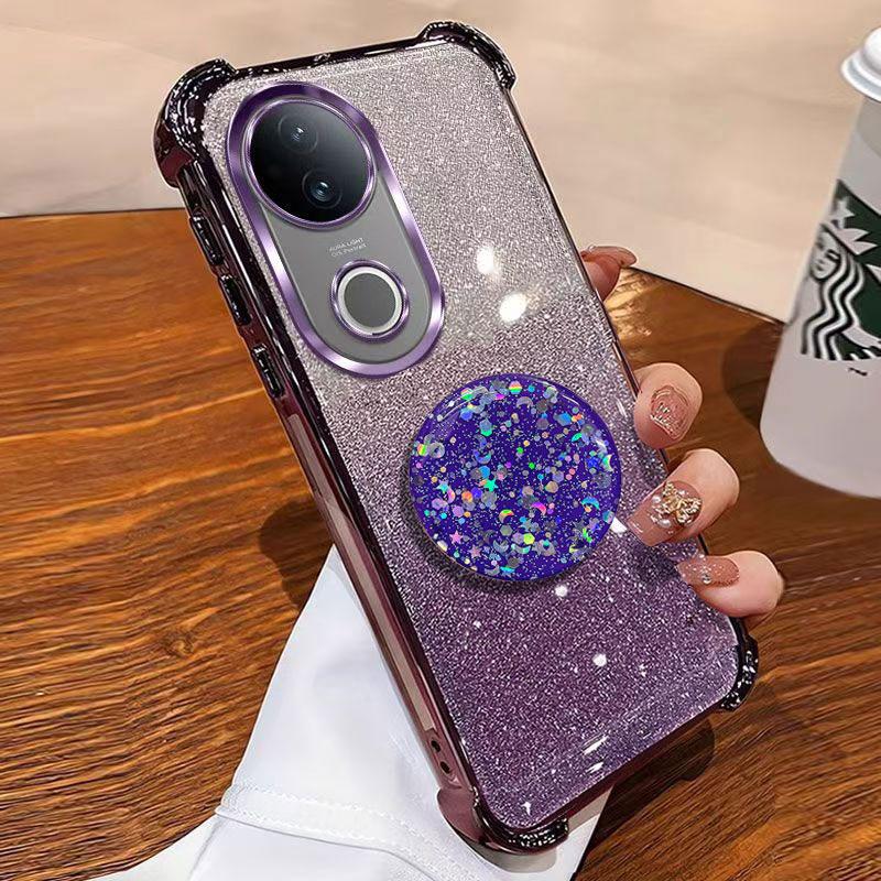 

Роскошный противоударный блестящий держатель для силиконового кольца V 50 Чехол для Vivo V50 Lite Y39 V40 SE V30Lite Y29 с подставкой-держателем TPU&Case & Holder&vivo Y29 4G