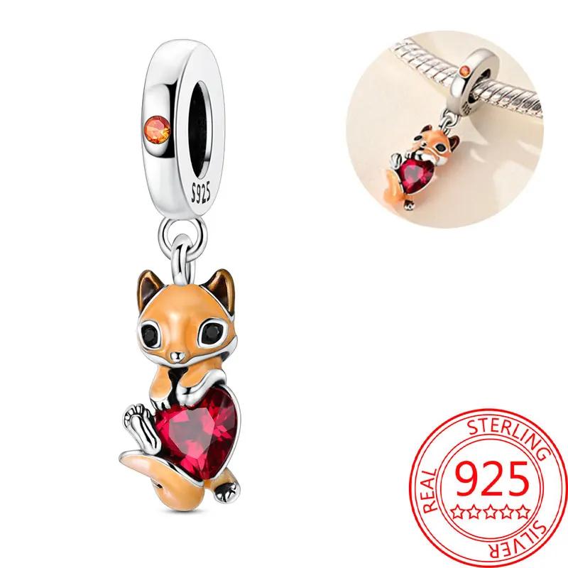 Elegant Copper Little Monkey Embracing Red Heart Pendants Fits Bracelets Necklace Party Pairing With Handmade Gift