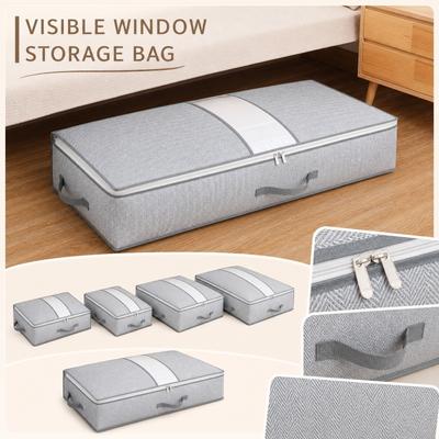 Fabric Storage Bag with Transparent Window - Zippered Handheld for Home Closet