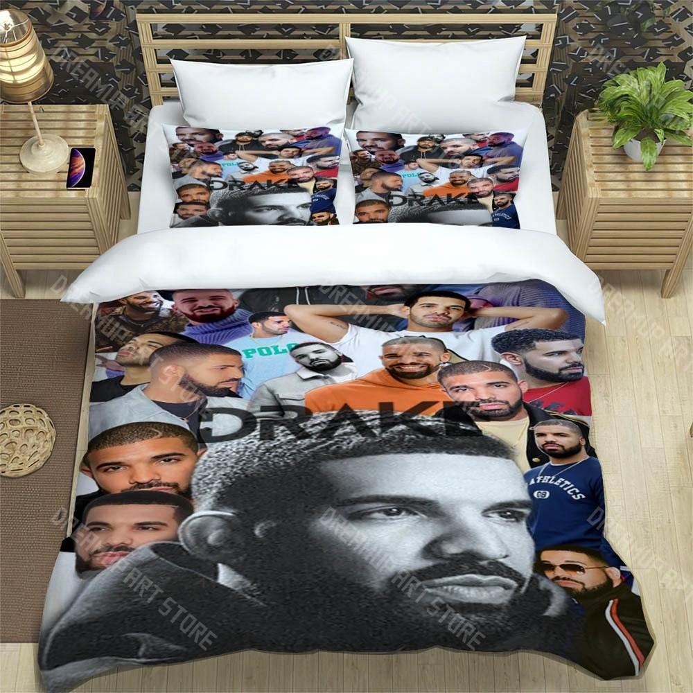 3D Printed Drake Rapper Bedding Set for Boys Girls Duvet Cover Pillowcase Twin Queen King Full Single Double Sizes