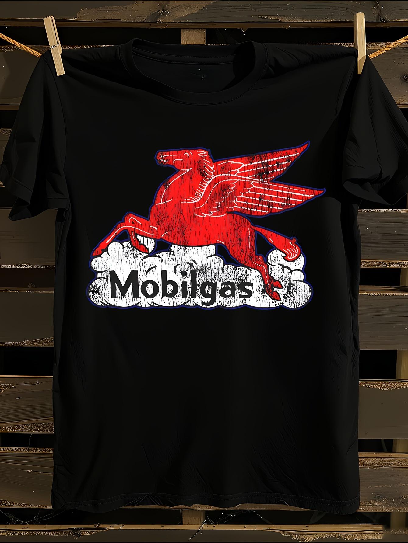 

Vintage Mobilgas Pegasus Graphic T-Shirt Mens Tshirt Womens Tshirts with Letters Print Short Sleeves T-Shirt Casual Street Tee Shirt Top XXXL