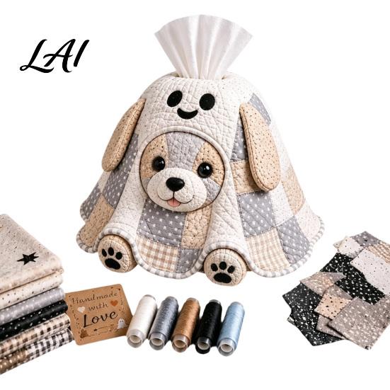 Handicraft Enthusiasts Patchwork Tissue Box DIY Sewing Kit Halloween Theme Fabric Craft Spooky Ornament Making Set Quilted Cover for Home