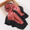 New women's bag head printed yarn scarf, Malaysian wrinkled splicing fashion package headscarf
