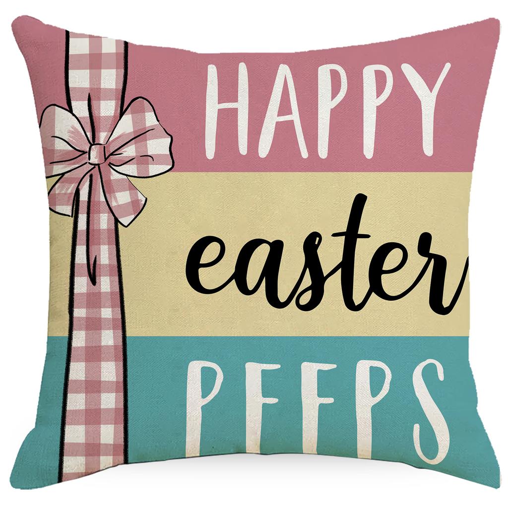 Easter Truck Easter Eggs Bunny Letter Pattern Line Print Home Sofa Decoration Cushion Cover