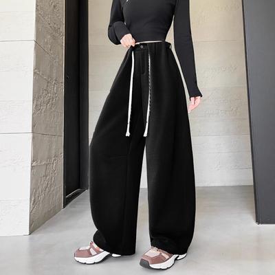 Scimitar Sweatpants Women's Spring and Autumn New High-waisted Loose Straight Casual Drape Lazy Wind Wide-leg Pants