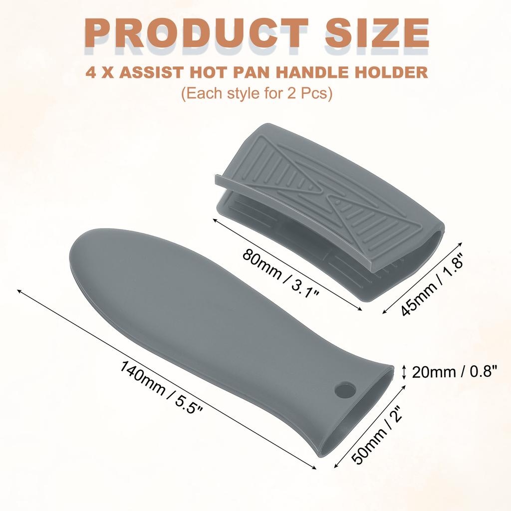 4Pcs Silicone Assist Hot Pan Handle Holder Hot Skillet Handle Covers Pot Holder Sleeve Non-Slip Heat Resistant Pot Frying Pans