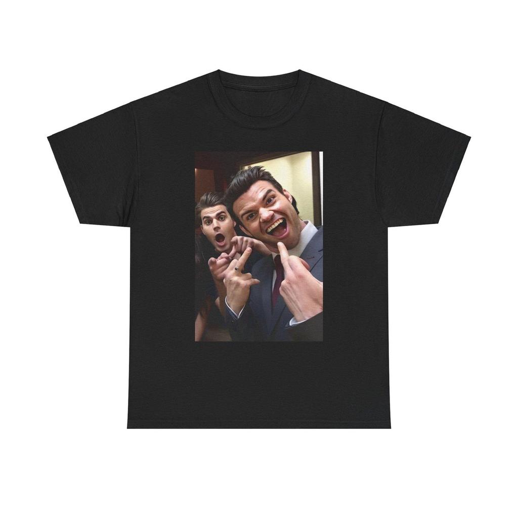 Originals Vampire Diaries Elijah und Stefan T-Shirt - Unisex Schweres Baumwoll-T-Shirt