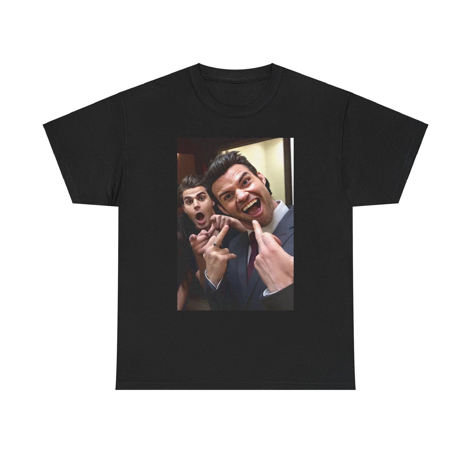 Originals Vampire Diaries Elijah and Stefan T-Shirt - Unisex Heavy Cotton Tee XL