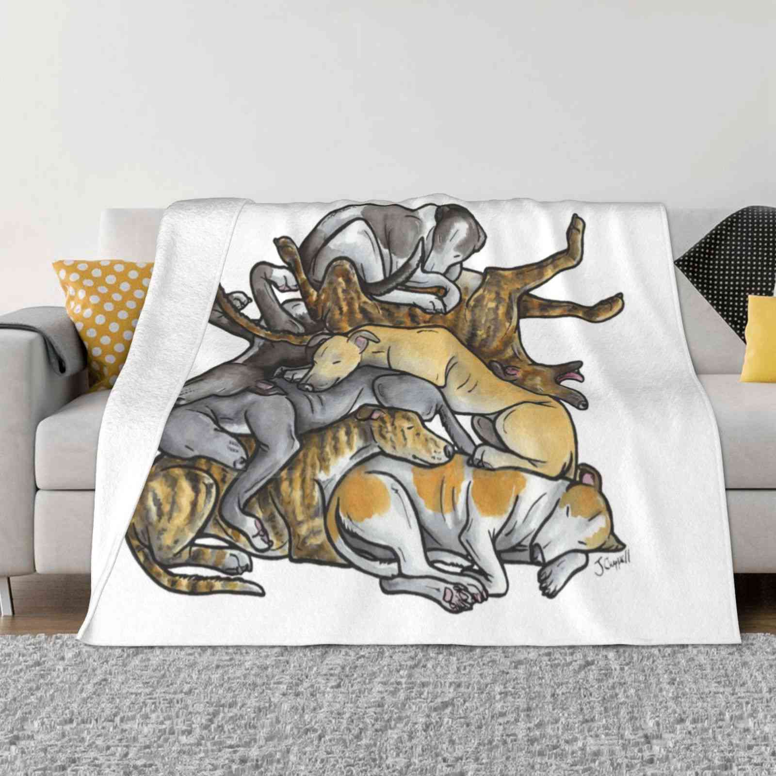 Sleeping Pile Of Greyhound Dogs Soft Warm Light Thin Blanket Greyhounds Sighthounds Longdog Greyhound Dog Cute Dogs Dog Cartoon 30x40in