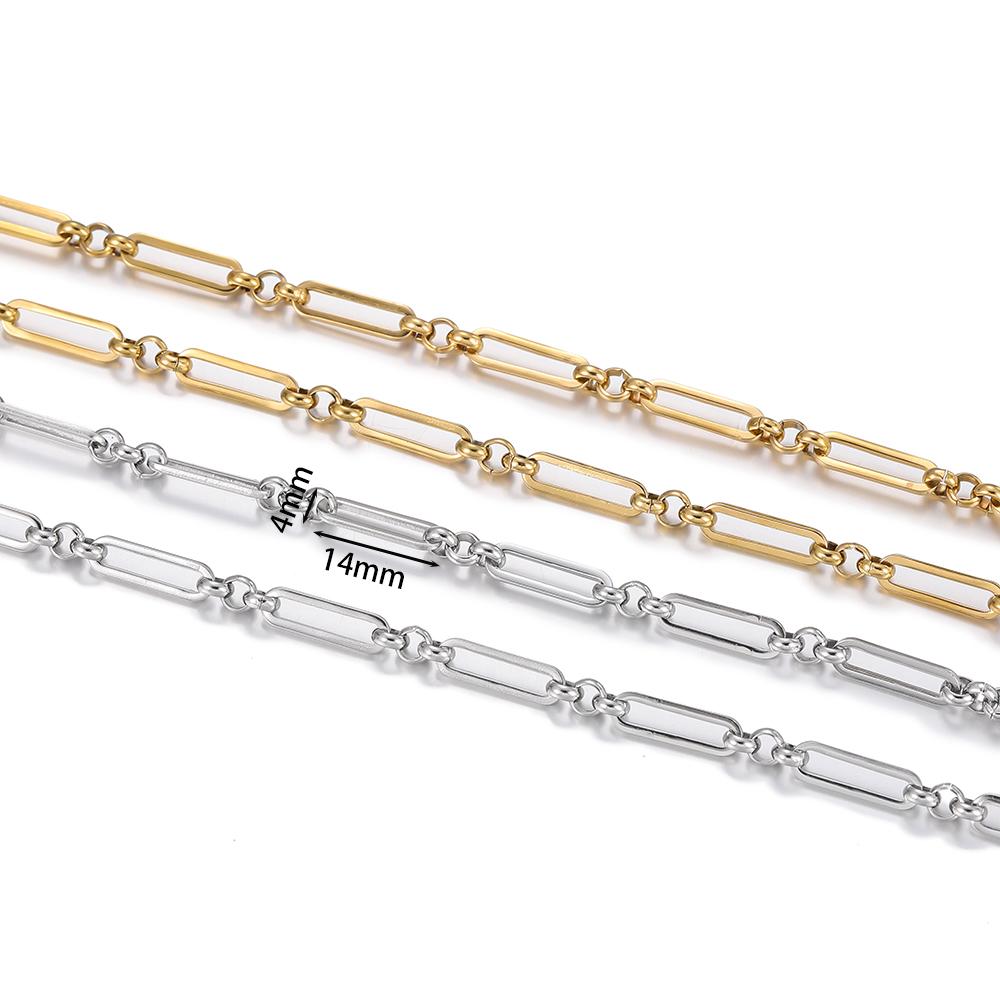 1Meter 4x14mm Stainless Steel Chain No Fade Cable Chains for Necklace Bracelet Anklet DIY Jewelry Making Component