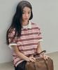 MIND BRIDGE WOMEN [W] Striped Overfit Collared Short Sleeve T-Shirt - 2 Colors