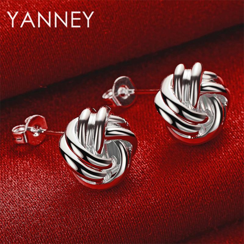 Stylish 925 Sterling Silver Delicate Braided Knotted Round Women's Earrings - Engagement Jewelry Party Accessories