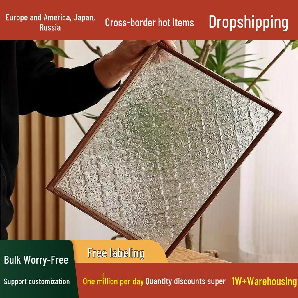 Retro Begonia Rectangular Wooden Tray for Kitchen & Dining - Dessert Plate, Teacup & Fruit Tray