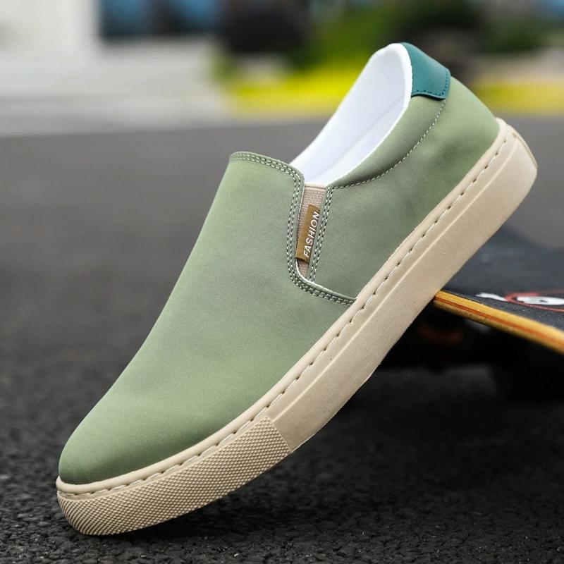 Sapatos casuais masculinos deslizamento em lona mocassins confortáveis ​​andando apartamentos para homem cara antiderrapante mocassins macios tênis verão