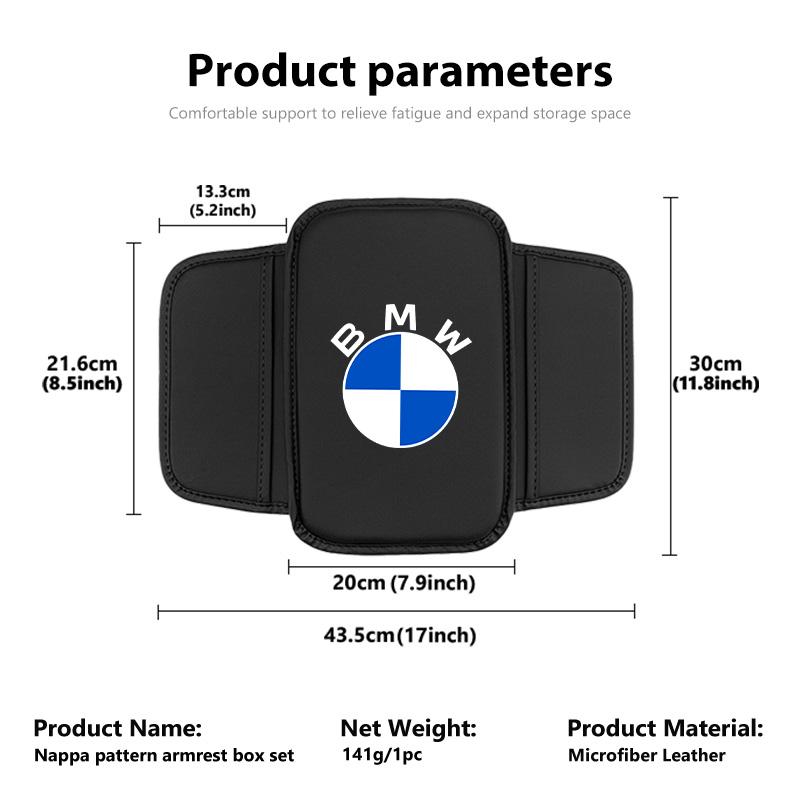 Leather Car Armrest Box Pad Protector Storage Pocket Cushion For BMW M Sport M2 M3 M4 M5 M6 E46 E90 E60 F10 F20 E87 X3 X6