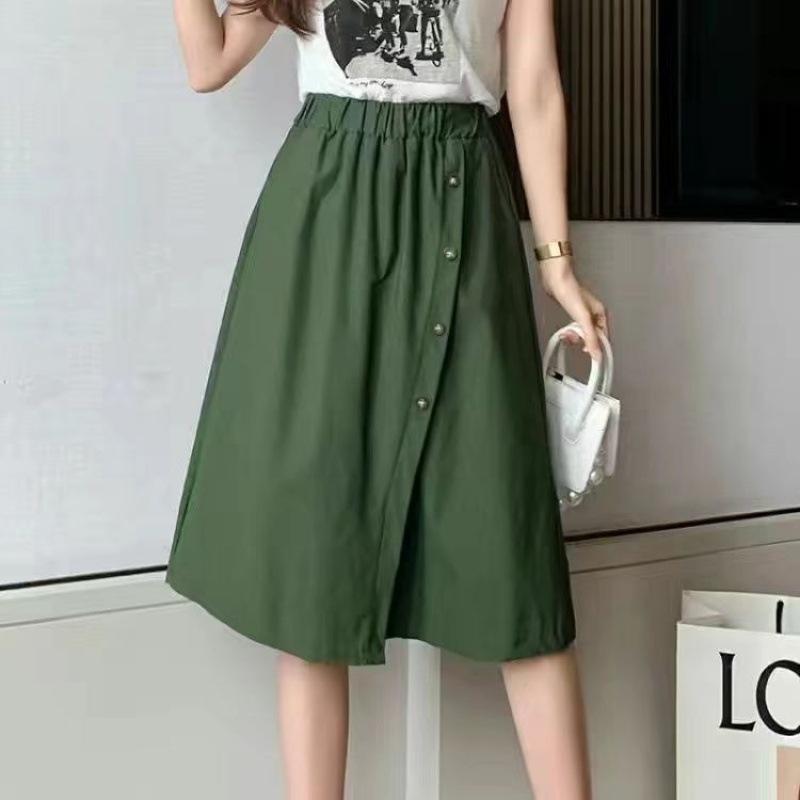 Lady's All-Match Loose  Button Pockets Wide Leg  Women High Waist Irregular Knee Length Skirt Pants Office Elegant Pants Plus Size
