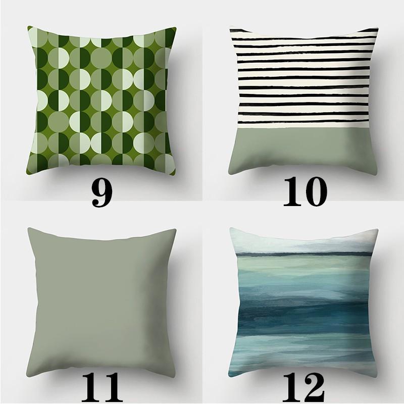 Avocado Green Pillowcase Square Sofa Pillowcase Plaid Plant Print Cushion Cover