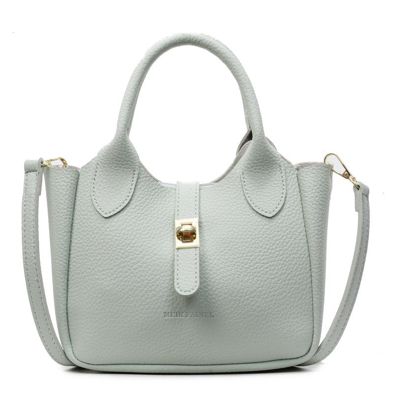 Summer leisure, high-end sense, fashion temperament, portable bucket bag, women's versatile lychee pattern texture, light luxury messenger bag