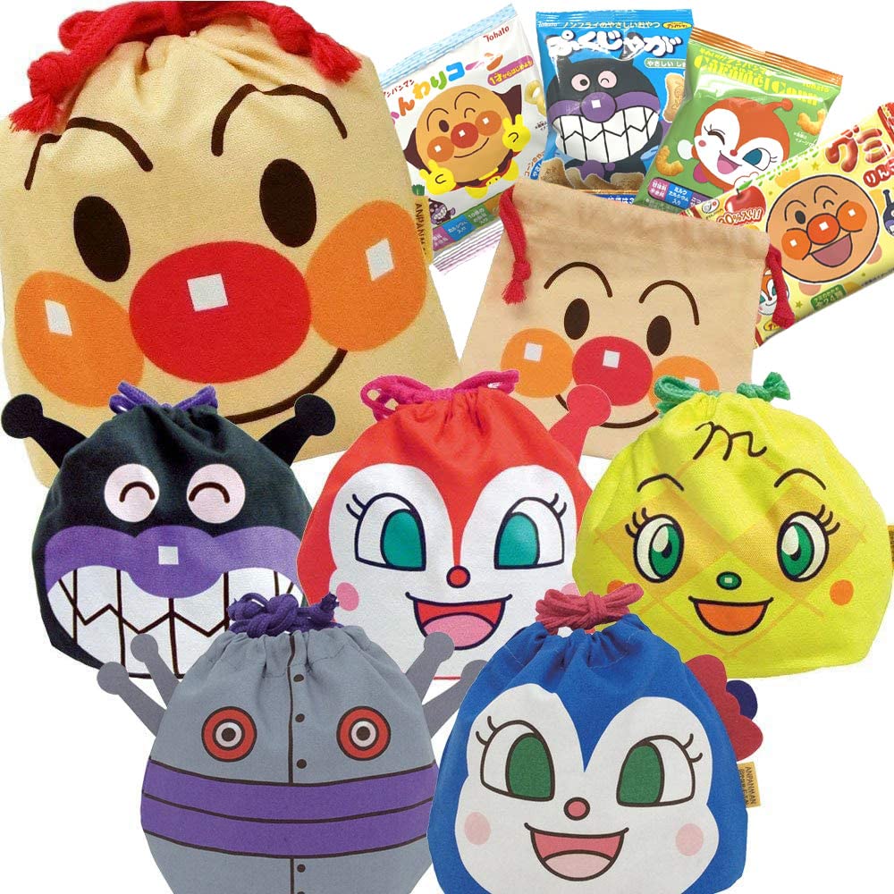 

store Anpanman face drawstring bag sweets assortment set candy storage bag character anpan-okasi980/[Our original] + (k/Kokin-chan)