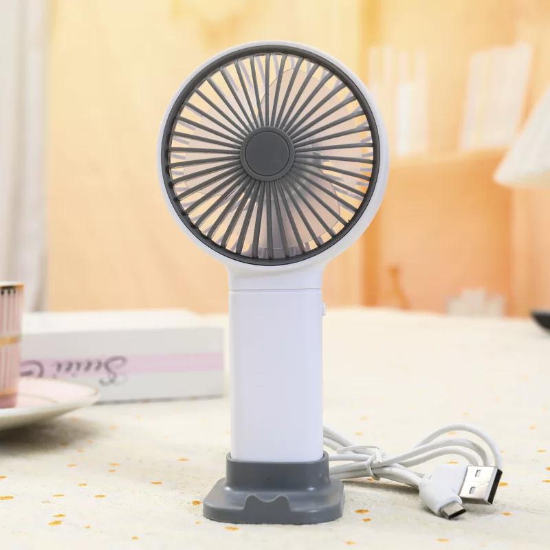 2024 New Model Handheld Mini Fan USB Charging Phone Holder Strong Wind Power Gift Fan Can Be Printed with Logo