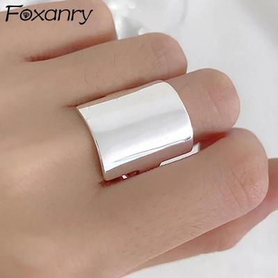 Minimalist Stamp Smooth Rings for Women Couples New Fashion Creative Width Geometric Handmade Jewelry