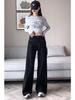2025 Black High-Waist Flared Bell Bottom Pants - Women's Slimming Wide Leg Denim Trousers