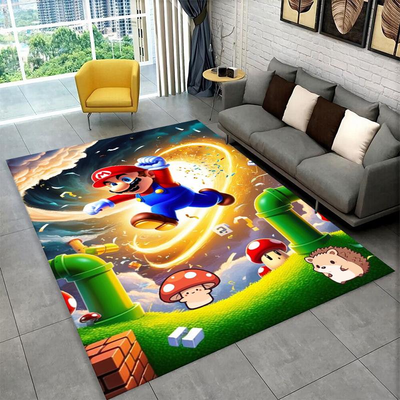Kreskówkowy dywanik M-Mario Bros do pokoju zabaw, sypialni, salonu, na sofę, wystrój domu, dywanik dla dzieci, antypoślizgowa mata podłogowa, prezent