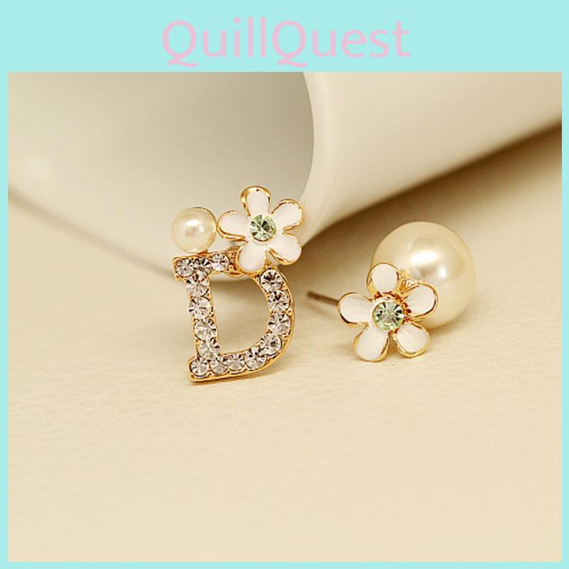 Elegant Women's Alloy Crystal Rhinestone Stud Earrings With Artificial Pearls