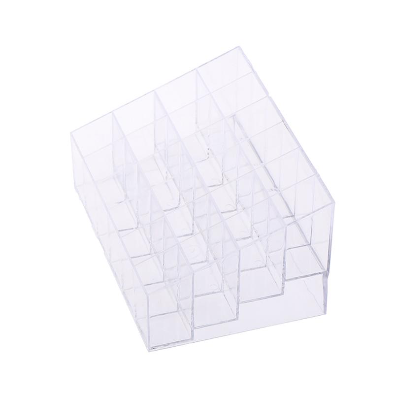 Cutie de depozitare pentru organizator de machiaj din acrilic transparent cu 24 de grile. Display pentru lac de unghii pentru ruj