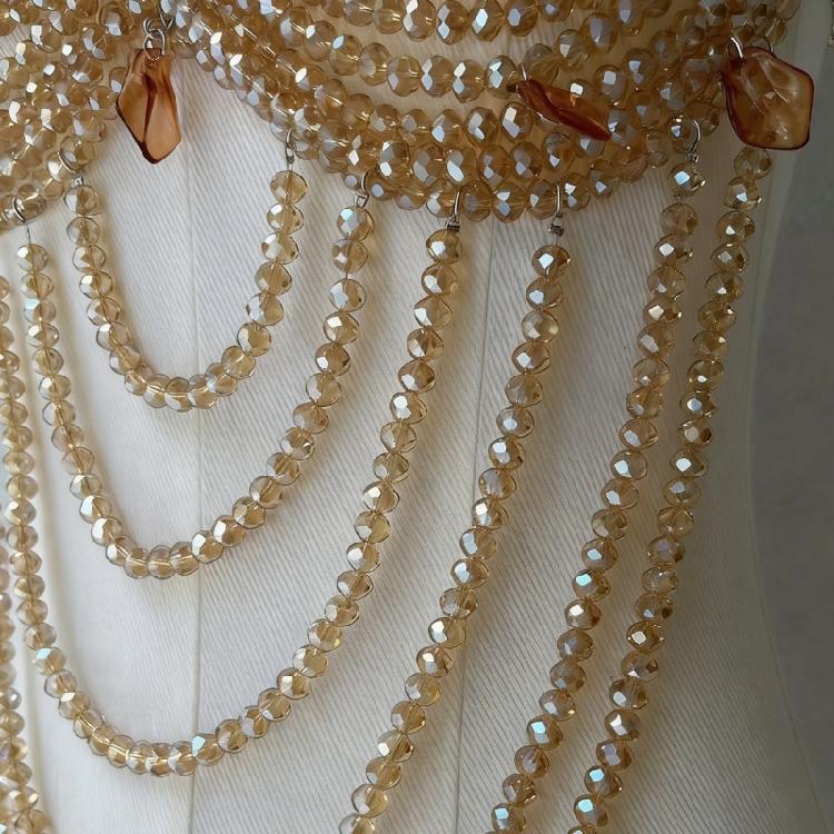 Beaded Body Chain Bra Multilayer Beaded Chest Chain Body Accessories Jewelry for Women Nightclub Raves Body Jewel