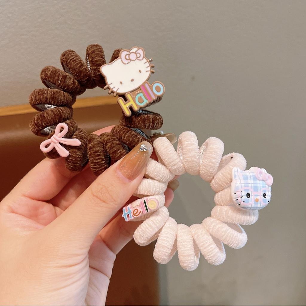 Cute Four-Leaf Clover Lucky Kitten Hair Band Funny Cartoon Expression Cat Hair Rope Girl Ball Head Versatile Headrope