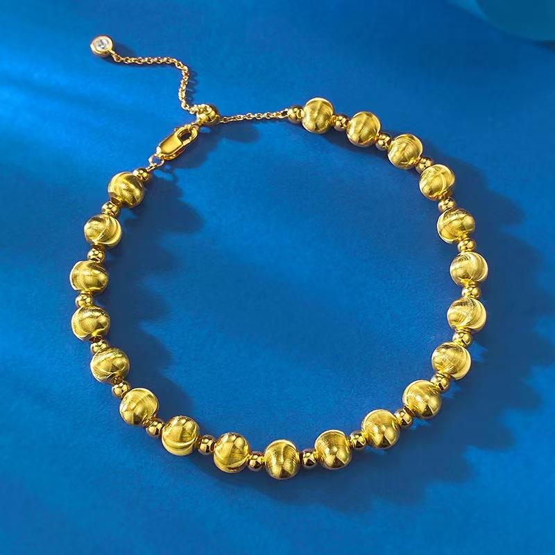 European and American simple cat eye pull bracelet burst flash small light bulb car flower round beads women party Zircon gift